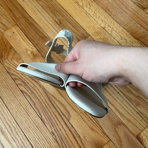 Josie Leather Ankle Snake Embossed Strap Chunky Block Heeled Kitten Heels summer - Picture 3 of 9